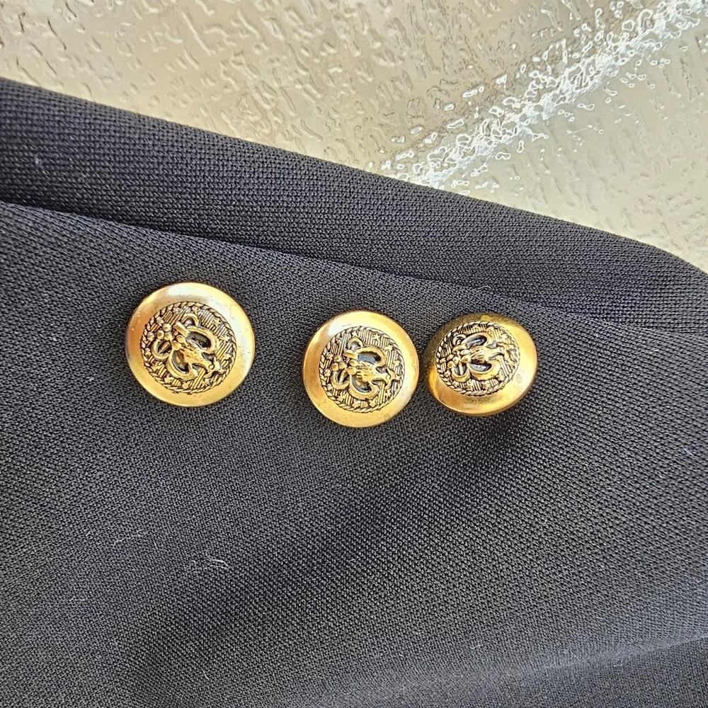 Men's Black Blazer-Gold Military Buttums-Classic Fit
